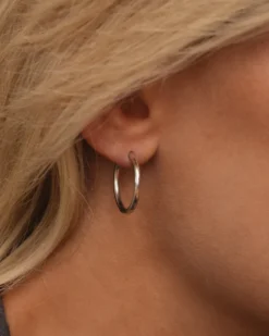 Mockberg Slim Large Hoops Örhängen Silver