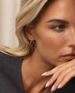 Mockberg Slim Medium Hoops Örhängen Silver