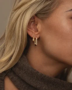 Mockberg Sparkle Medium U-Hoops Örhängen Guld