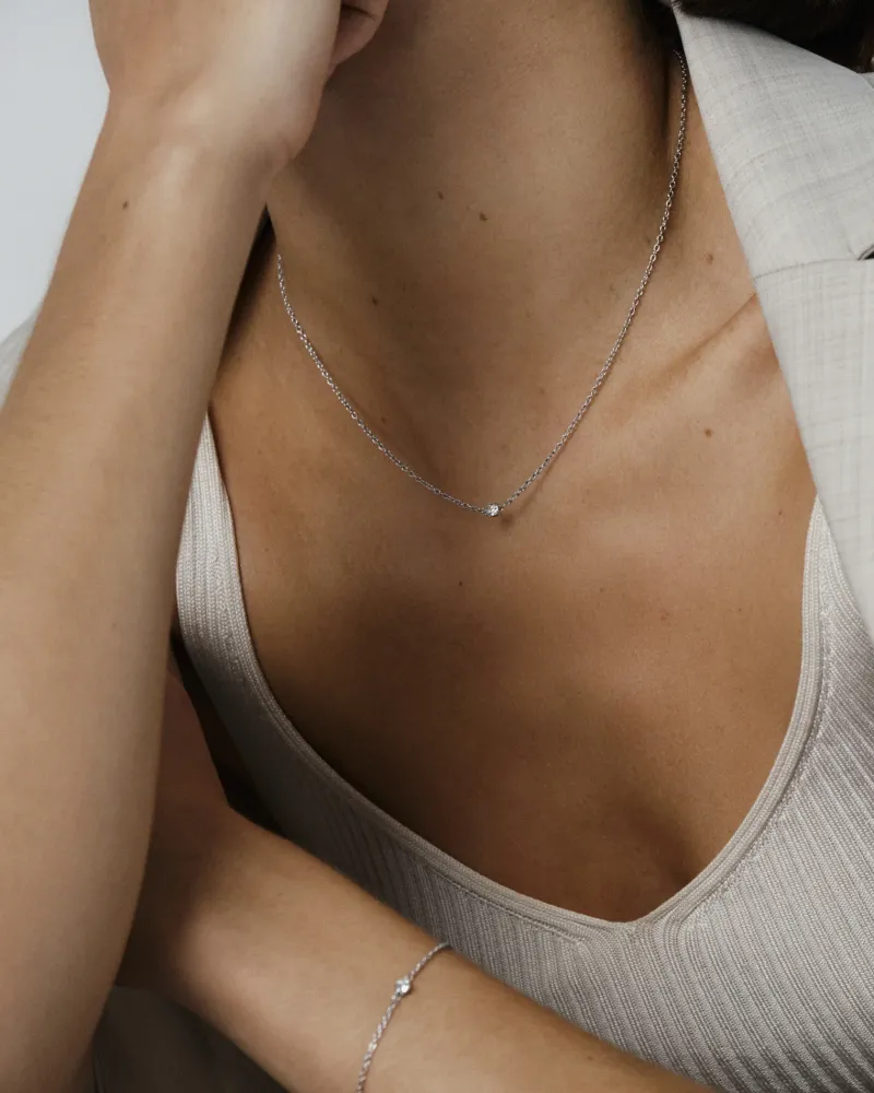 Halsband Mockberg Thin Diamond Silver