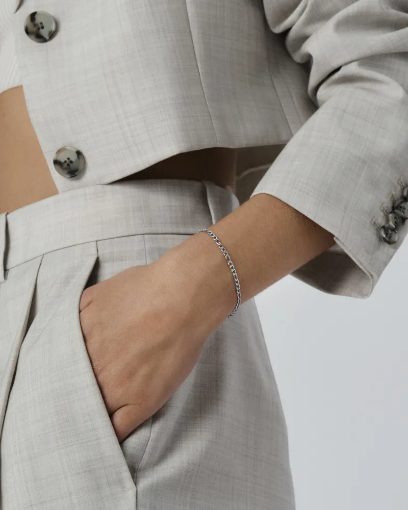 Armband Mockberg Thin Figaro Silver
