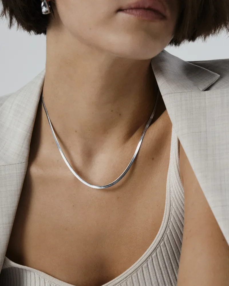 Halsband Mockberg Thin Snake Silver
