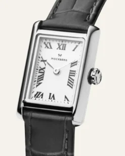 Klockor Mockberg Timeless Black Leather Silver Watch MB0246