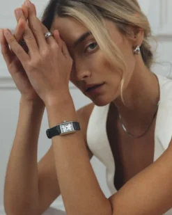 Klockor Mockberg Timeless Black Leather Silver Watch MB0246