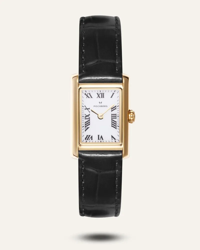 Klockor Mockberg Timeless Black Leather Gold Watch MB0245
