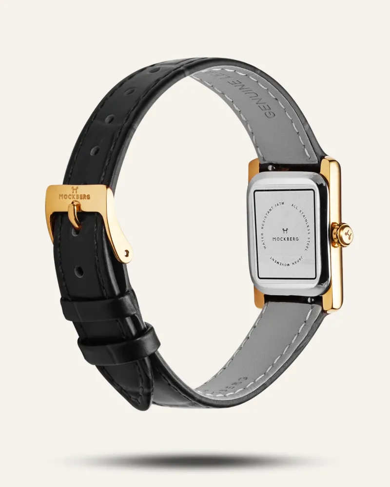 Klockor Mockberg Timeless Black Leather Gold Watch MB0245