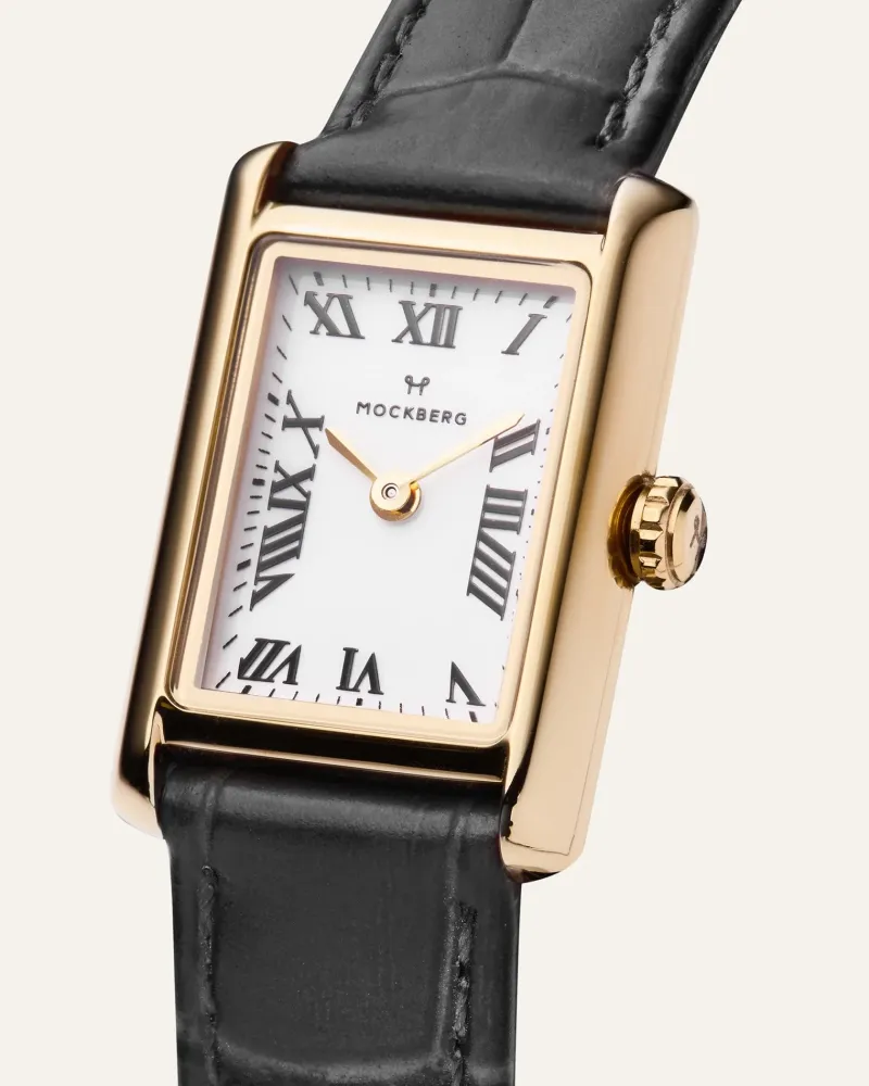 Klockor Mockberg Timeless Black Leather Gold Watch MB0245