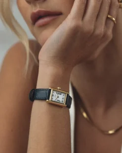 Klockor Mockberg Timeless Black Leather Gold Watch MB0245