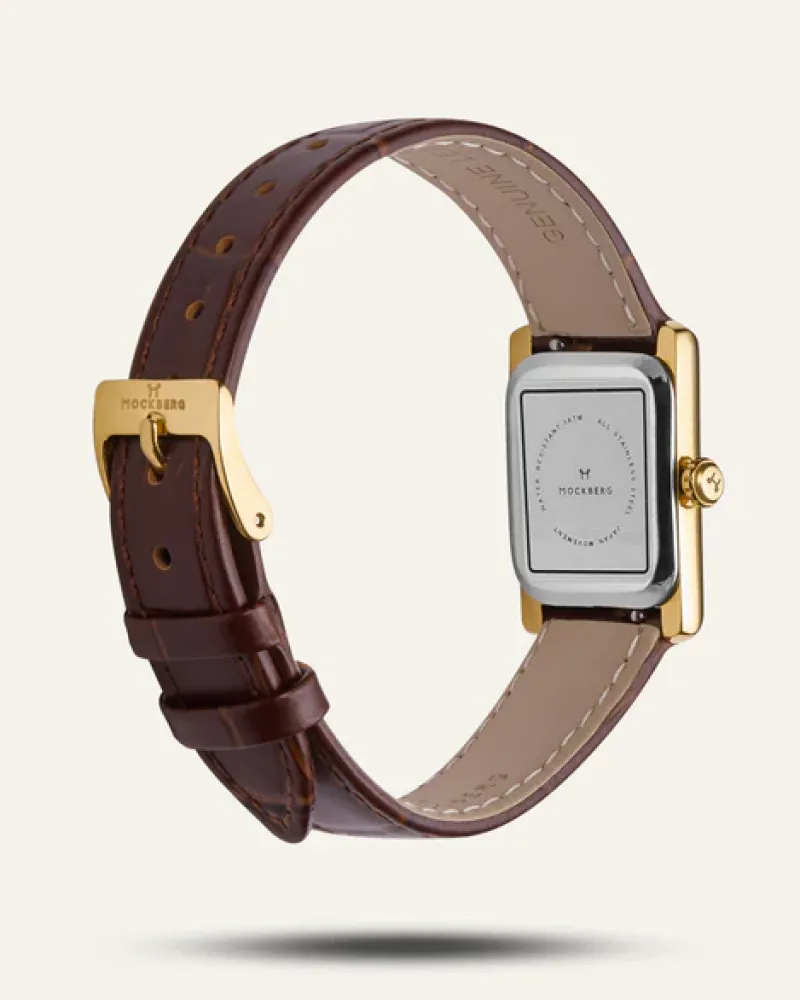 Klockor Mockberg Timeless Brown Leather Gold Watch MB0247
