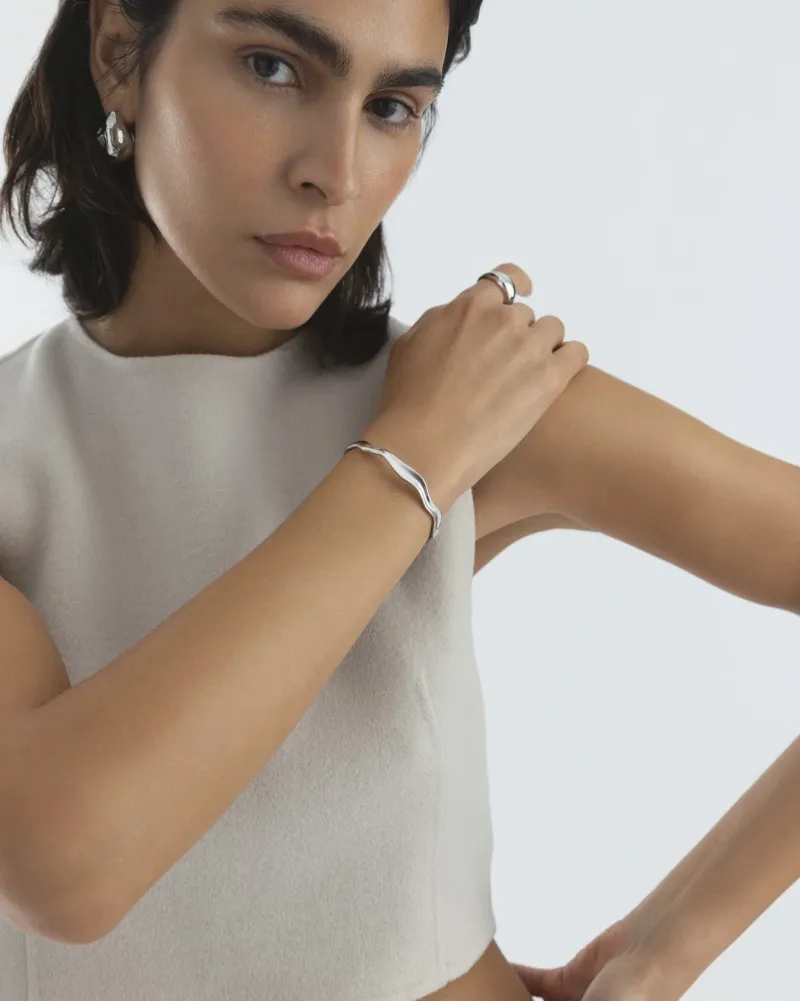 Armband Mockberg Wavy Bolded Cuff Silver