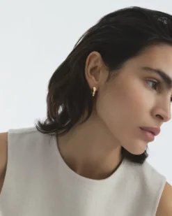 Mockberg Wavy Bolded Small Örhängen Guld Hoops