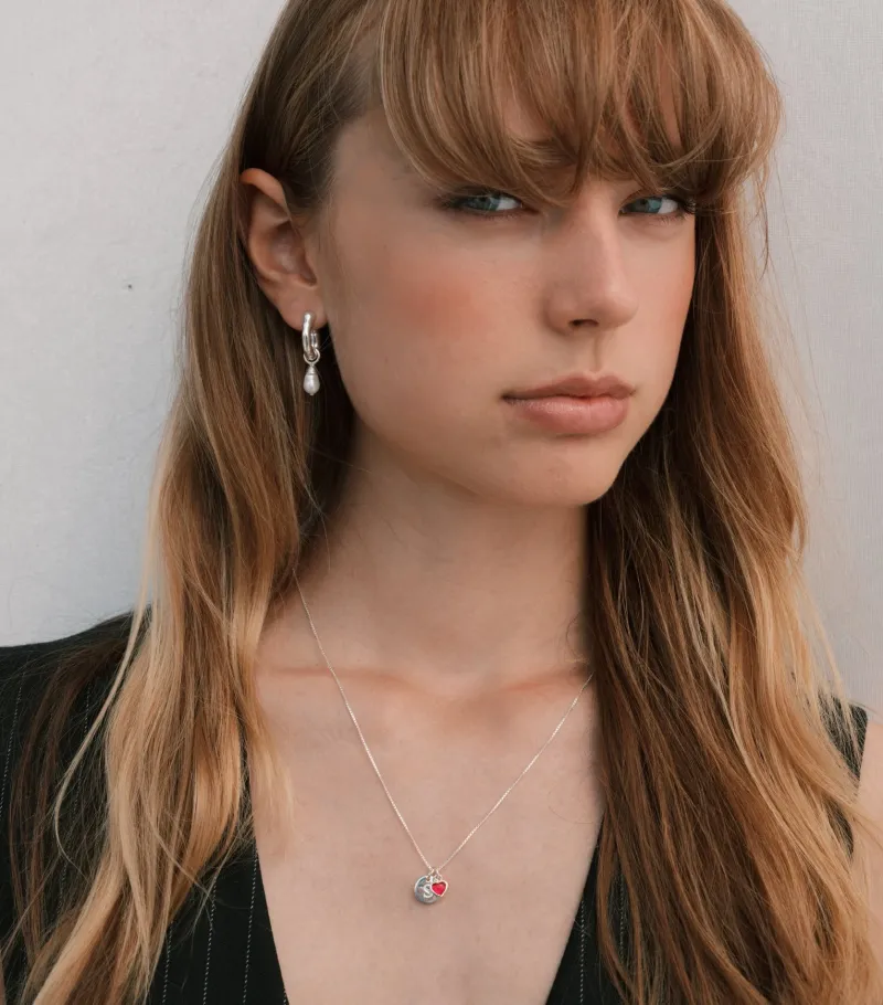 Berlocker Syster P Beloved Hjärta Pink Quartz Hängsmycke Silver