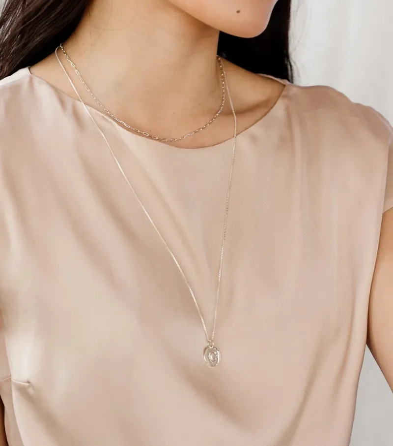 Halsband Syster P Beloved Lång Box Kedja Silver