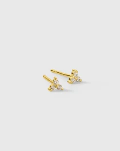 Örhängen Syster P Celestia Triple Stone Studs Gold