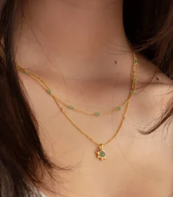 Halsband Syster P Florentina Guld Grön Jade