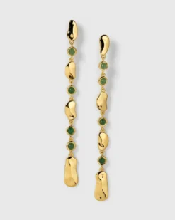 Örhängen Syster P Florentina Long Guld Green Jade