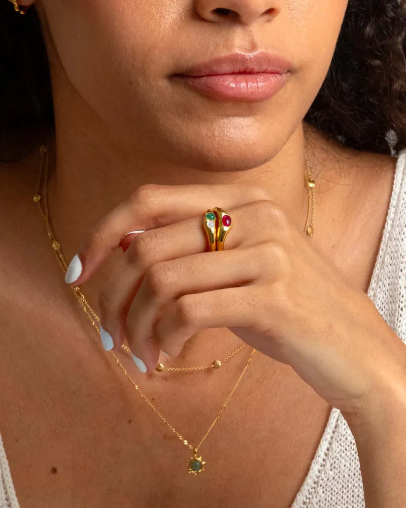 Ringar Syster P Floretina Ring Guld Pink Quartz