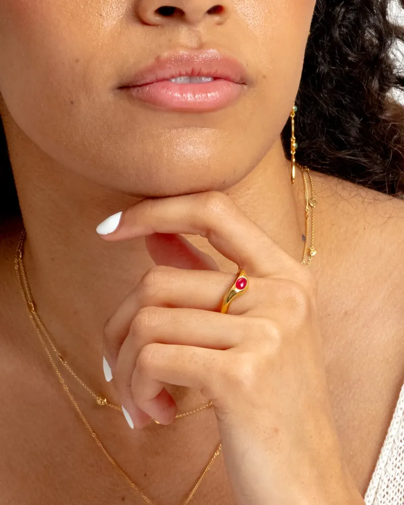 Ringar Syster P Floretina Ring Guld Pink Quartz