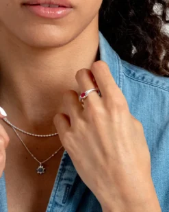 Ringar Syster P Floretina Ring Silver Pink Quartz