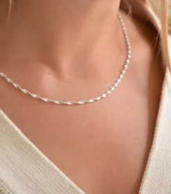 Halsband Syster P Herringbone Twisted Silver