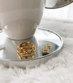 Ringar Syster P Links Curb Chain Ring Guld