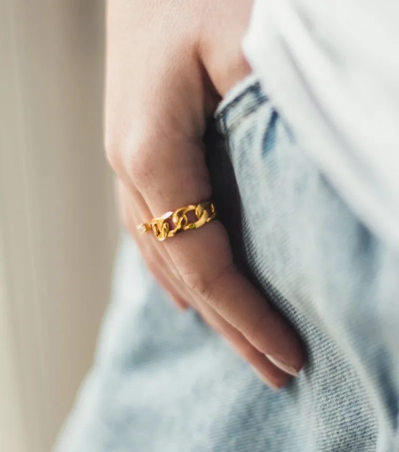 Ringar Syster P Links Curb Chain Ring Guld