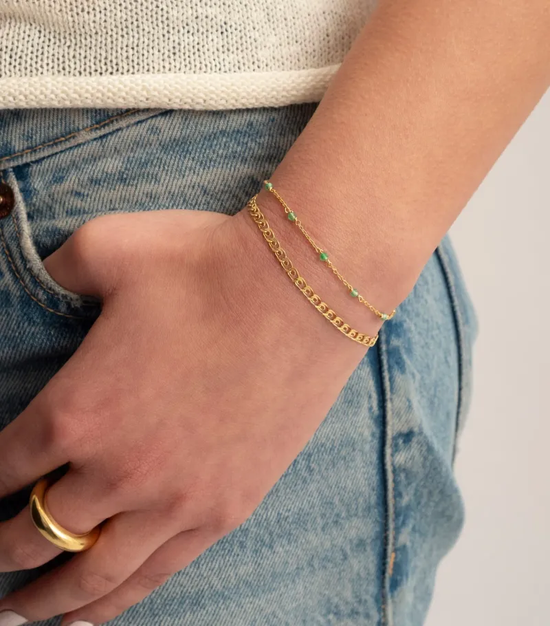 Armband Syster P Santa Monica Guld Green Onyx