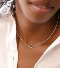 Halsband Syster P Snap Crystal Hjärta Silver