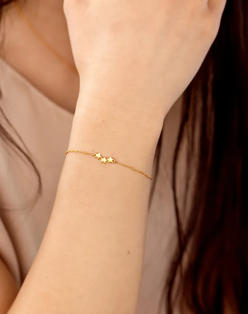 Armband Syster P Snap Triple Star Guld