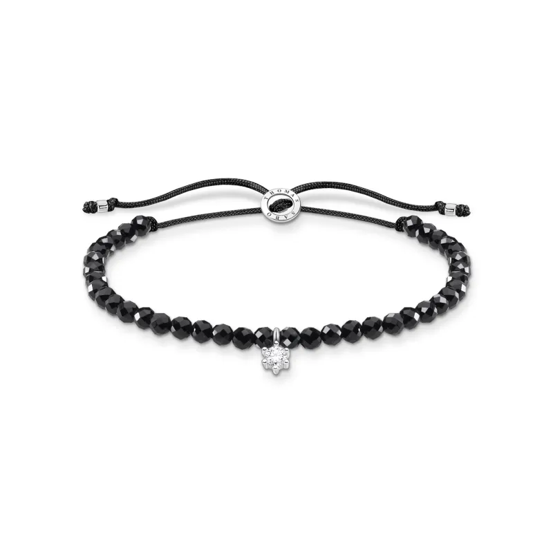 Thomas Sabo Armband svarta pärlor med vit sten – A1987-401-11