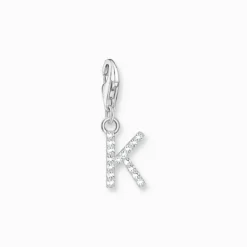 Thomas Sabo Charm-hängsmycke bokstaven K med vita stenar silver