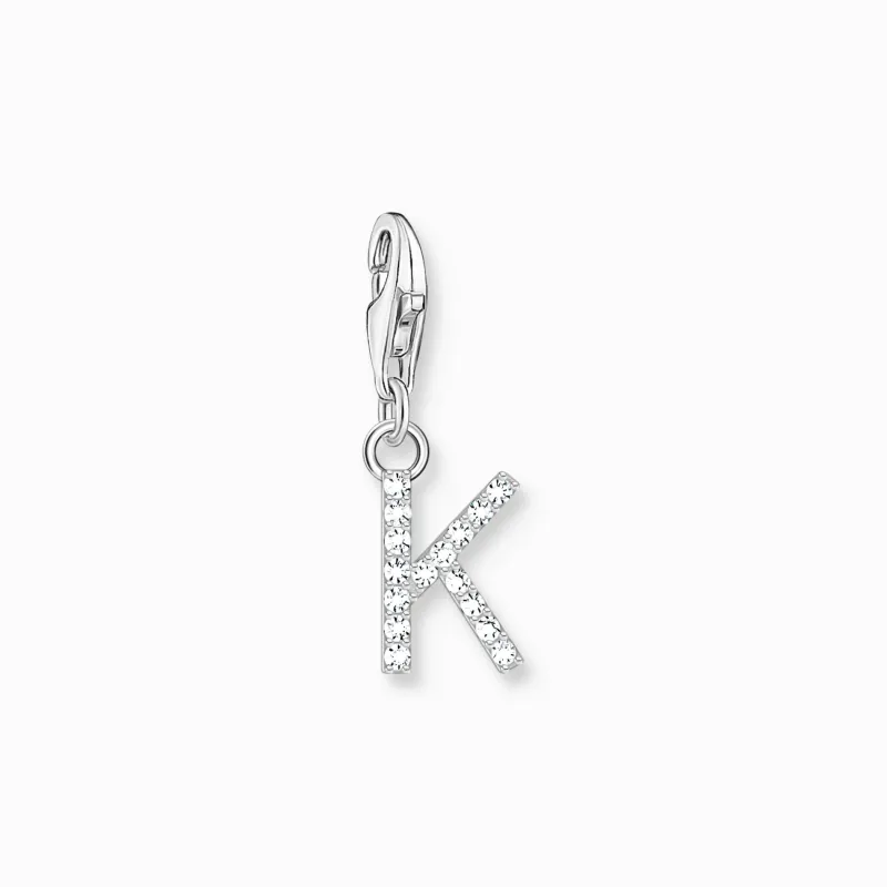 Thomas Sabo Charm-hängsmycke bokstaven K med vita stenar silver