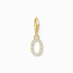 Thomas Sabo Charm-hängsmycke bokstaven O med vita stenar guldpläterad