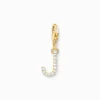 Thomas Sabo Charm-hängsmycke bokstaven J med vita stenar guldpläterad