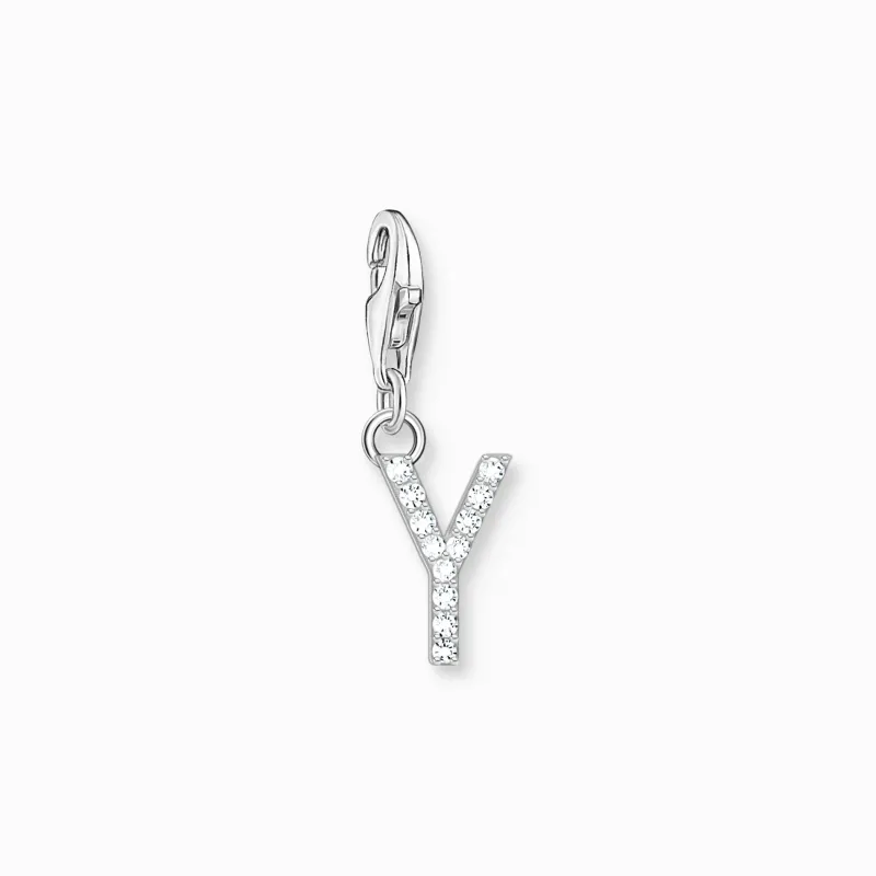 Thomas Sabo Charm-hängsmycke bokstaven Y med vita stenar silver