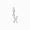 Thomas Sabo Charm-hängsmycke bokstaven X med vita stenar silver