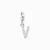 Thomas Sabo Charm-hängsmycke bokstaven V med vita stenar silver
