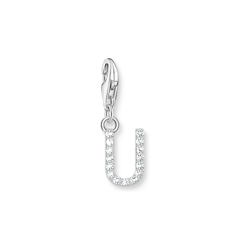 Thomas Sabo Charm-hängsmycke bokstaven U med vita stenar silver