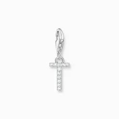 Thomas Sabo Charm-hängsmycke bokstaven T med vita stenar silver