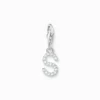 Thomas Sabo Charm-hängsmycke bokstaven S med vita stenar silver