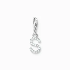 Thomas Sabo Charm-hängsmycke bokstaven S med vita stenar silver