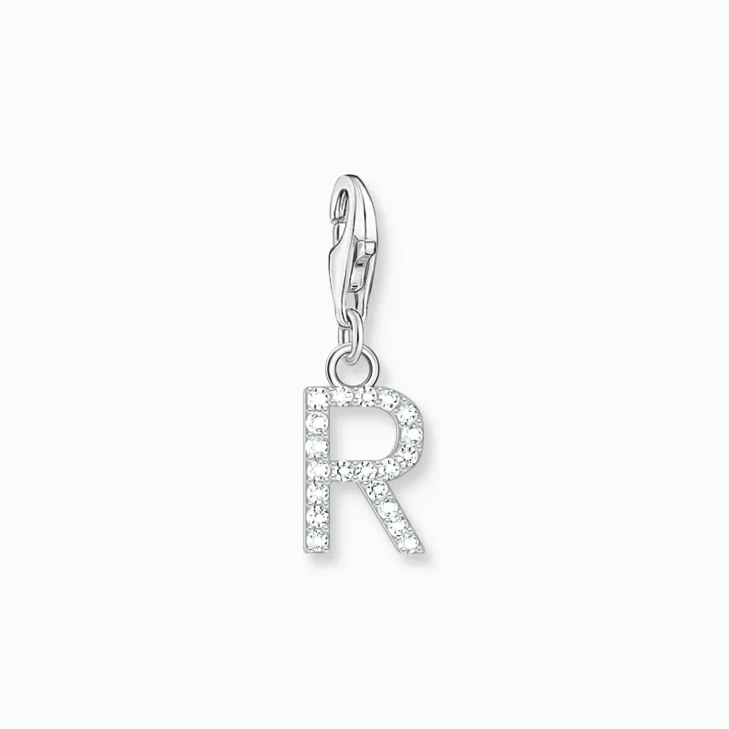 Thomas Sabo Charm-hängsmycke bokstaven R med vita stenar silver
