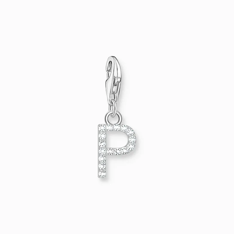 Thomas Sabo Charm-hängsmycke bokstaven P med vita stenar silver