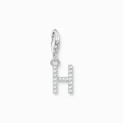 Thomas Sabo Charm-hängsmycke bokstaven H med vita stenar silver