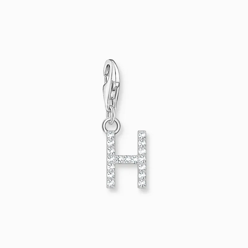 Thomas Sabo Charm-hängsmycke bokstaven H med vita stenar silver