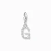 Thomas Sabo Charm-hängsmycke bokstaven G med vita stenar silver