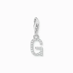 Thomas Sabo Charm-hängsmycke bokstaven G med vita stenar silver