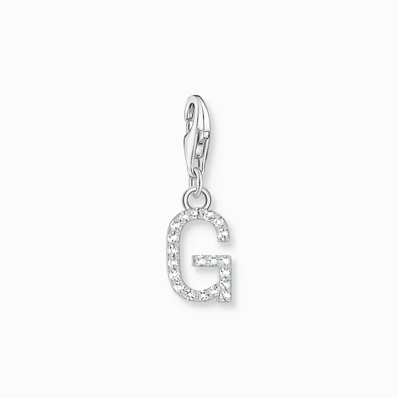 Thomas Sabo Charm-hängsmycke bokstaven G med vita stenar silver