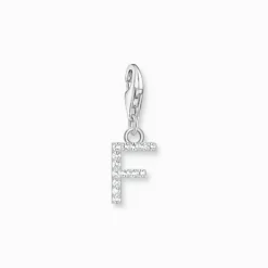 Thomas Sabo Charm-hängsmycke bokstaven F med vita stenar silver