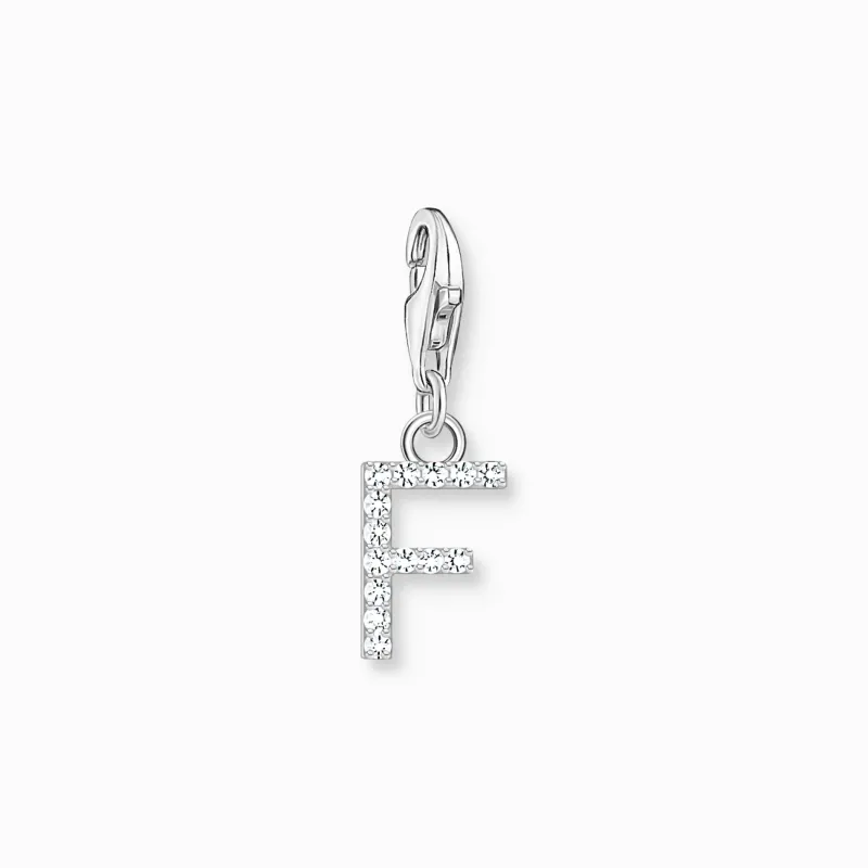 Thomas Sabo Charm-hängsmycke bokstaven F med vita stenar silver